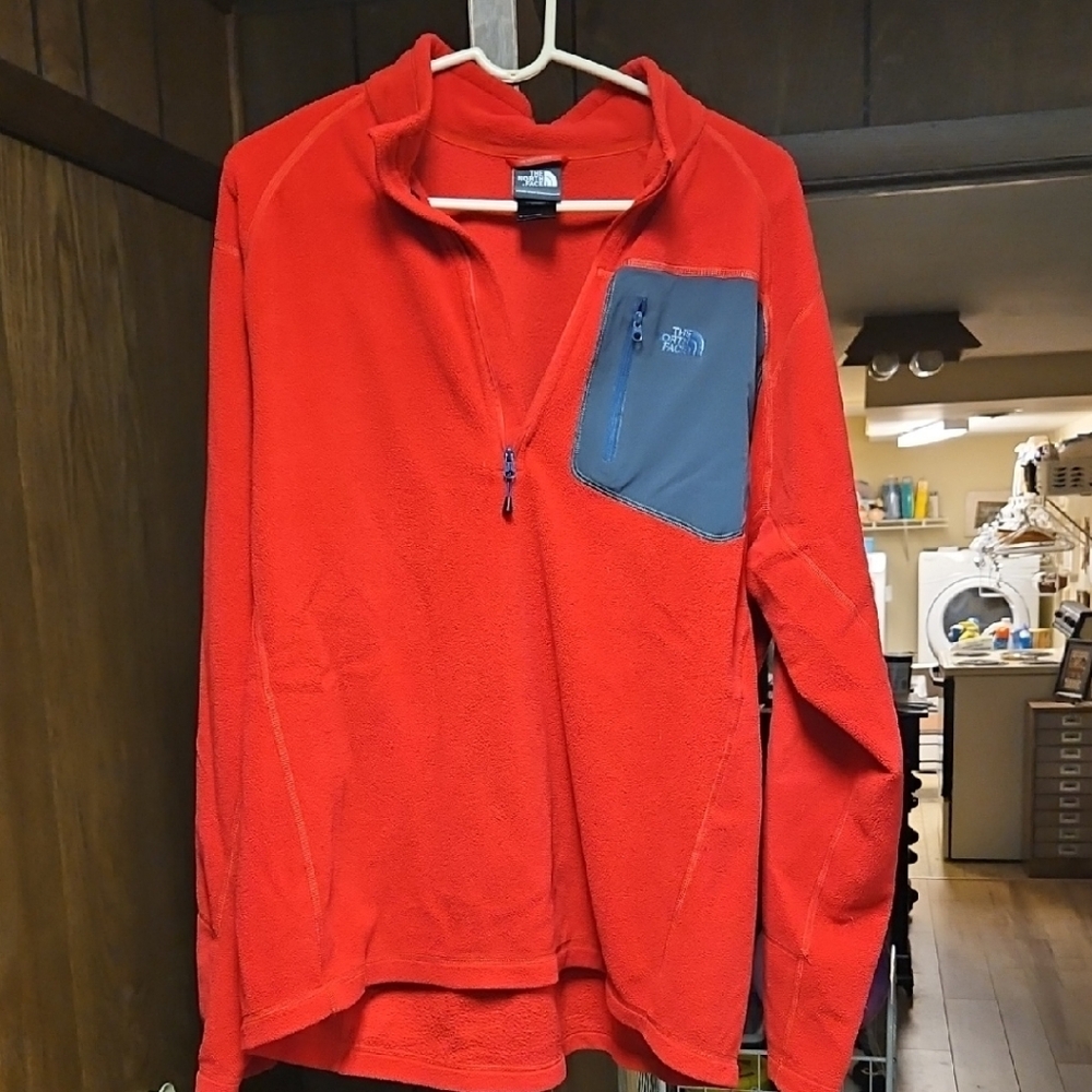 The North Face 1/4 Zip Red Fleece XL